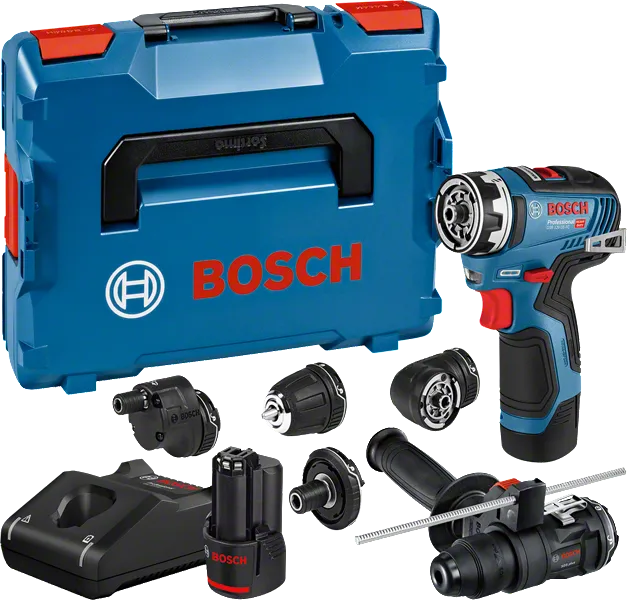 Bosch GSR 12V-35 FC akku-boremaskinesæt med tilbehør.